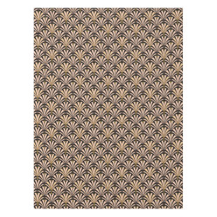 Art Deco fan pattern - peach on black Tablecloth