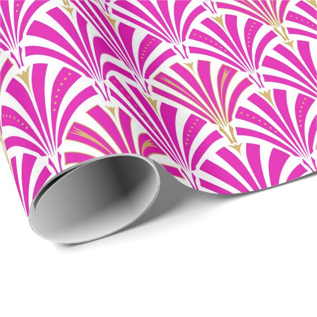 Art Deco fan pattern - peppermint pink Wrapping Paper (Roll Corner)