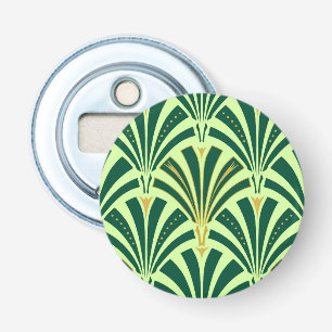 Art Deco fan pattern - pine and mint green Bottle Opener