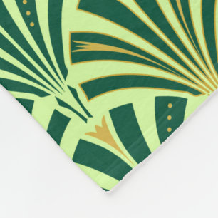 Art Deco fan pattern - pine and mint green Fleece Blanket