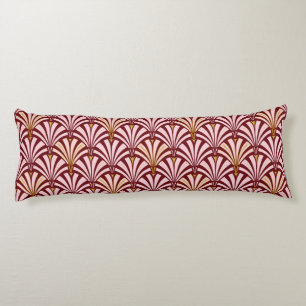 Art Deco fan pattern - pink and burgundy Body Cushion