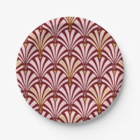 Art Deco fan pattern - pink and burgundy