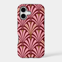 Art Deco fan pattern - pink and maroon