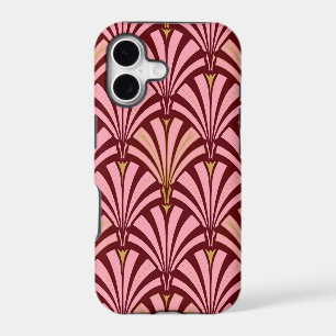 Art Deco fan pattern - pink and maroon