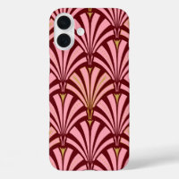 Art Deco fan pattern - pink and maroon