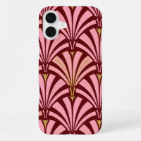 Art Deco fan pattern - pink and maroon