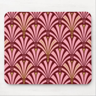 Art Deco fan pattern - pink and maroon Mouse Pad