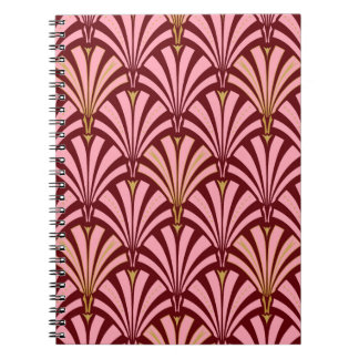 Art Deco fan pattern - pink and maroon Notebook