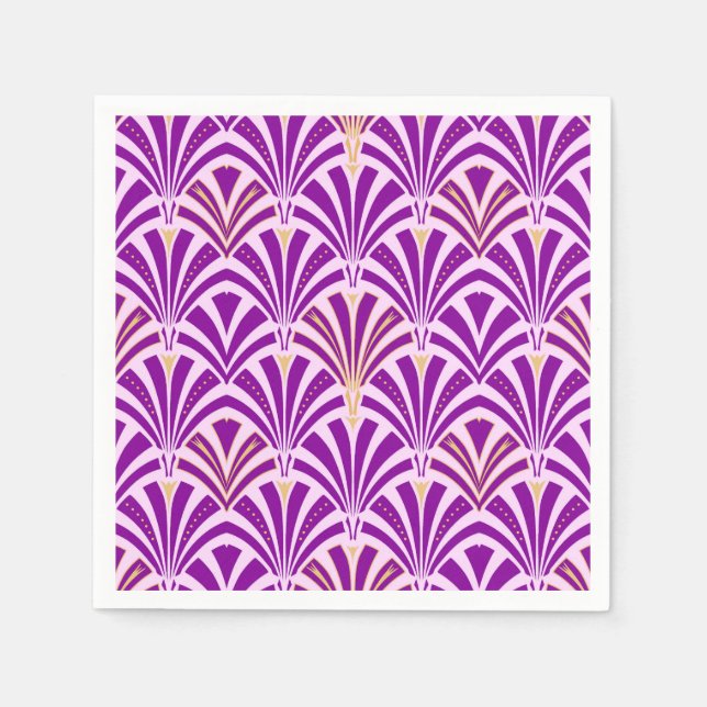 Art Deco fan pattern - purple and orchid Napkin (Front)