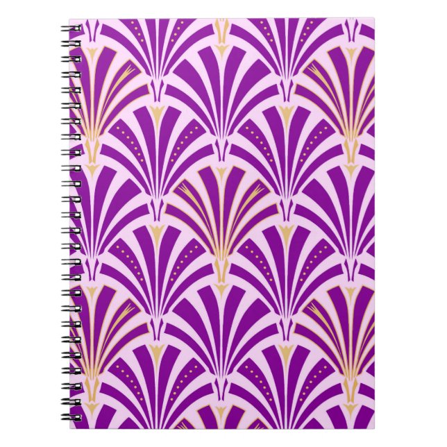 Art Deco fan pattern - purple and orchid Notebook (Front)