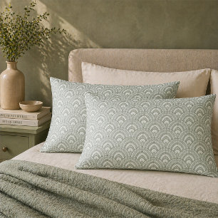 Art Deco Fan Pattern Sage Green Set Pillowcase
