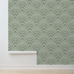 Art Deco Fan Pattern Sage Green Wallpaper<br><div class="desc">An elegant art deco fan pattern sage green, peel and stick wallpaper wall treatment, to modernise your bath, kitchen, or any room. Perfect when you live in a rental apartment that needs your personal style and touches of design to make things pop. Peel and stick wallpaper is one of the...</div>