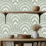 Art Deco Fan Pattern Sage Green Wallpaper<br><div class="desc">An elegant art deco fan pattern sage green, peel and stick wallpaper wall treatment, to modernise your bath, kitchen, or any room. Perfect when you live in a rental apartment that needs your personal style and touches of design to make things pop. Peel and stick wallpaper is one of the...</div>