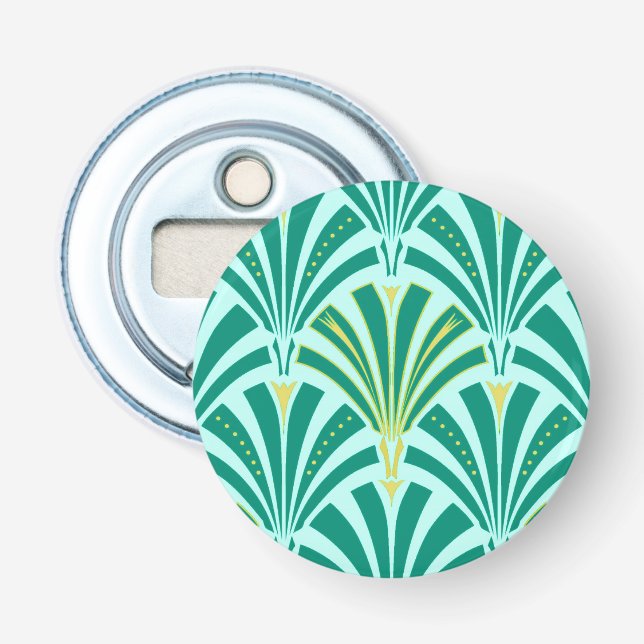 Art Deco fan pattern - turquoise on aqua Bottle Opener (Front)