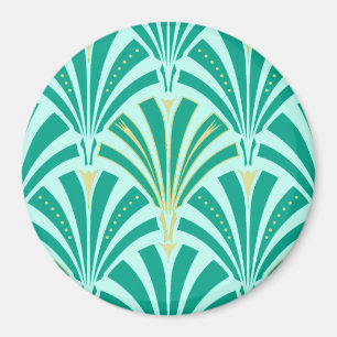 Art Deco fan pattern - turquoise on aqua Magnet