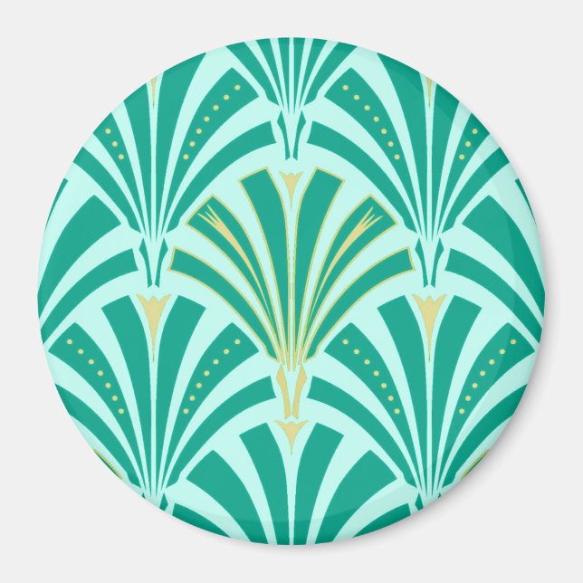 Art Deco fan pattern - turquoise on aqua Magnet (Front)