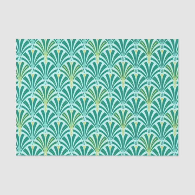 Art Deco fan pattern - turquoise on aqua Tissue Paper (Front)