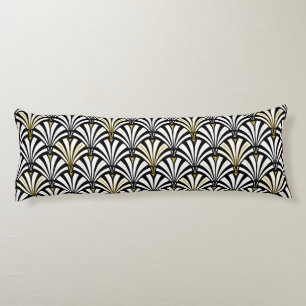 Art Deco fan pattern - white and black Body Cushion