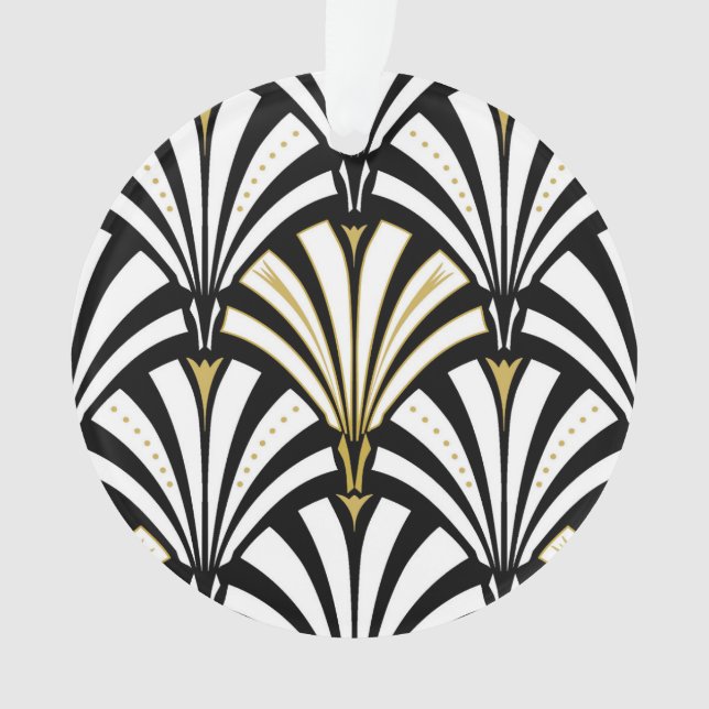 Art Deco fan pattern - white and black Ornament (Front)