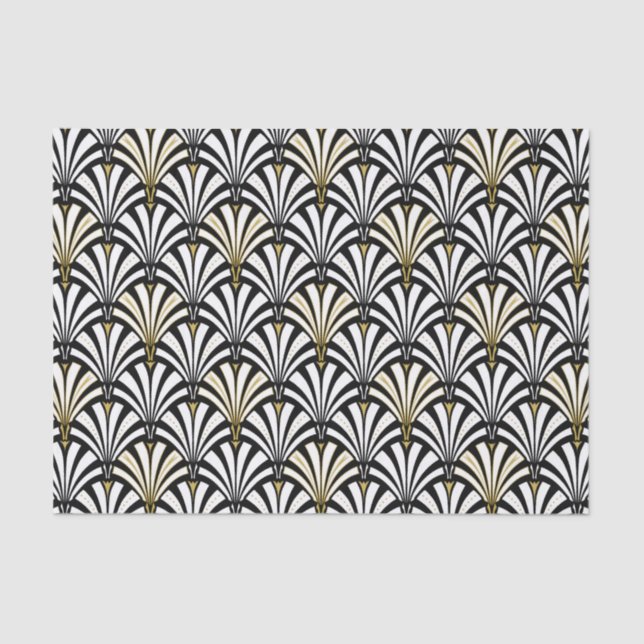 Art Deco fan pattern - white and black Tissue Paper (Front)