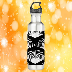 Art Deco Fan Pattern White Black Background 710 Ml Water Bottle