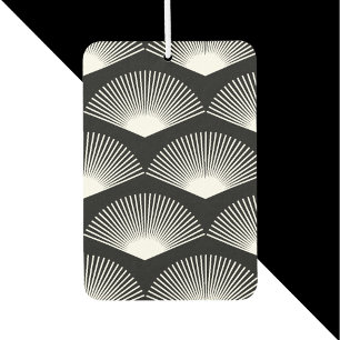 Art Deco Fan White Pattern Black Car Air Freshener