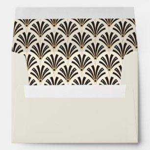 Art Deco Fans Black and Cream Envelope