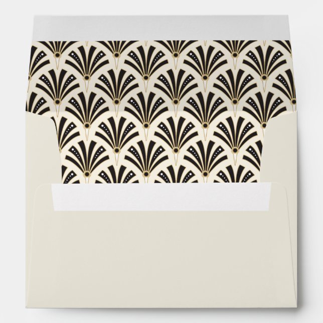 Art Deco Fans Black and Cream Envelope (Back (Bottom))