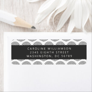 Art Deco Fans Black White Shower Return Address Label