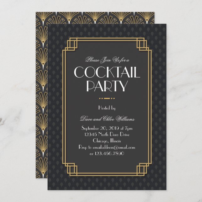 Art Deco Fans Cocktail Party 2 Invitation (Front/Back)