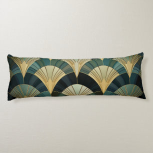 Art Deco fans - Gold on Emerald Body Cushion