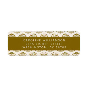 Art Deco Fans Ivory Gold Shower Return Address Label