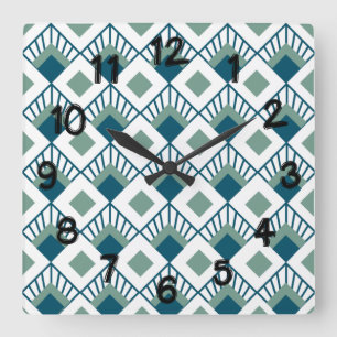 Art Deco Fans Square Wall Clock