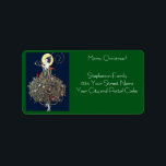 Art Deco Fashion Christmas Tree Retro Address Label<br><div class="desc">This return address label for Christmas has a pretty reproduction of a vintage Christmas card that has been edited to clean the image up. Add your own holiday greeting and edit the name and address to personalize it. It features a design of an art deco style woman with a Christmas...</div>