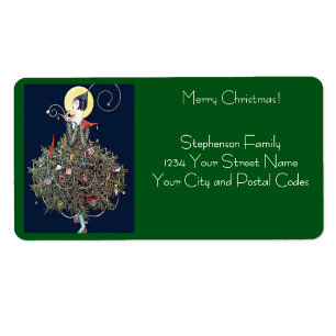 Art Deco Fashion Christmas Tree Retro Address Label