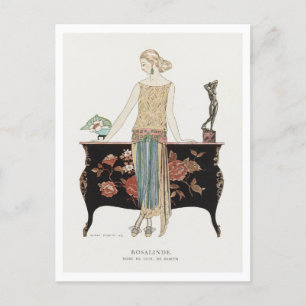 Art Deco Fashion Plate of Evening Gown by Barbier Postcard