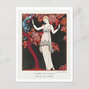Art Deco Fashion Plate of Evening Gown by Barbier Postcard