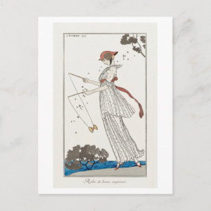 Art Deco Fashion Plate of Summer Dress by Barbier Postcard