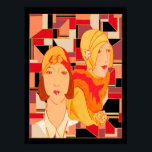 Art Deco Fashion Poster<br><div class="desc">This is a poster I created myself. I have called it a Fashion poster because it depicts the style of Art Deco. I created an art deco abstract background onto which I placed an altered image of two stylish deco ladies. This poster would look great for your home or for...</div>