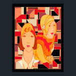 Art Deco Fashion Poster<br><div class="desc">This is a poster I created myself. I have called it a Fashion poster because it depicts the style of Art Deco. I created an art deco abstract background onto which I placed an altered image of two stylish deco ladies. This poster would look great for your home or for...</div>