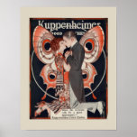 Art Deco Fashion Poster<br><div class="desc">A gorgeous Art Deco advertising poster for a men's clothing store.  Featuring a couple kissing with a beautiful butterfly as a backdrop.</div>