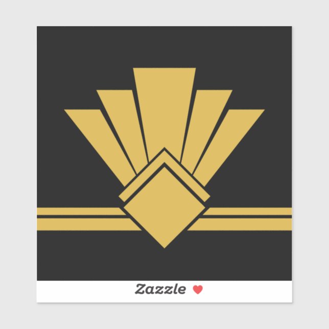 Art Deco Faux Gold Fan Black Pell and Stick Tile (Sheet)