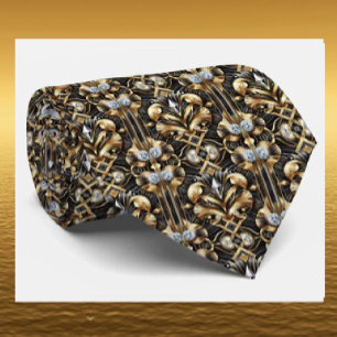 Art Deco Faux Silk Tie   Luxury Gentleman's