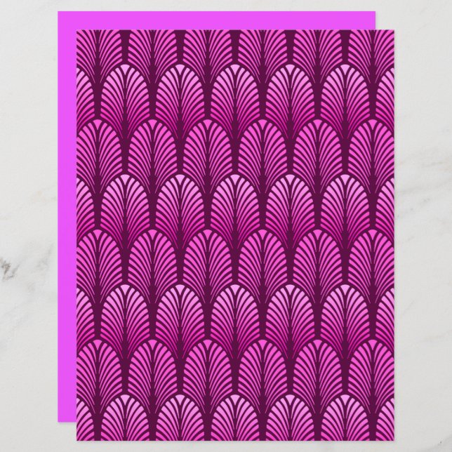 Art Deco Feather Pattern, Amethyst Purple (Front/Back)