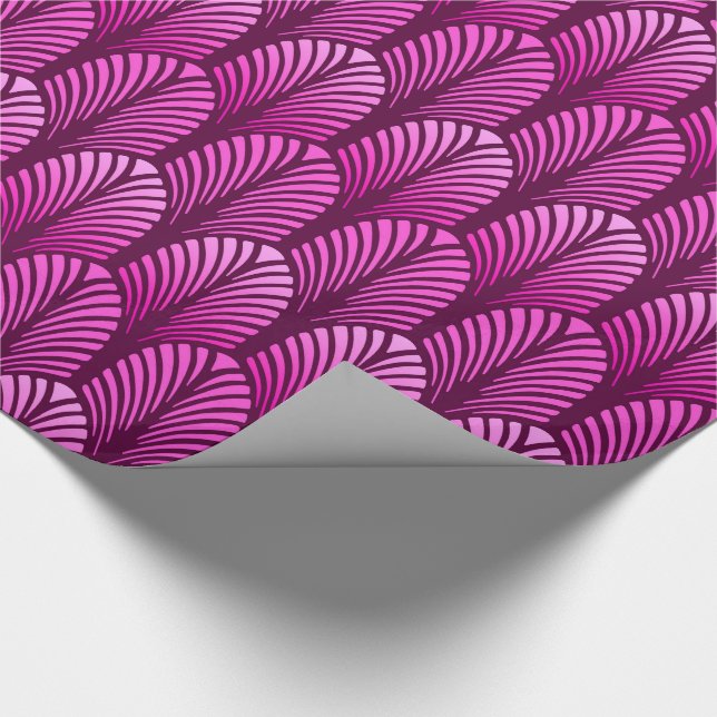 Art Deco Feather Pattern, Amethyst Purple Wrapping Paper (Corner)