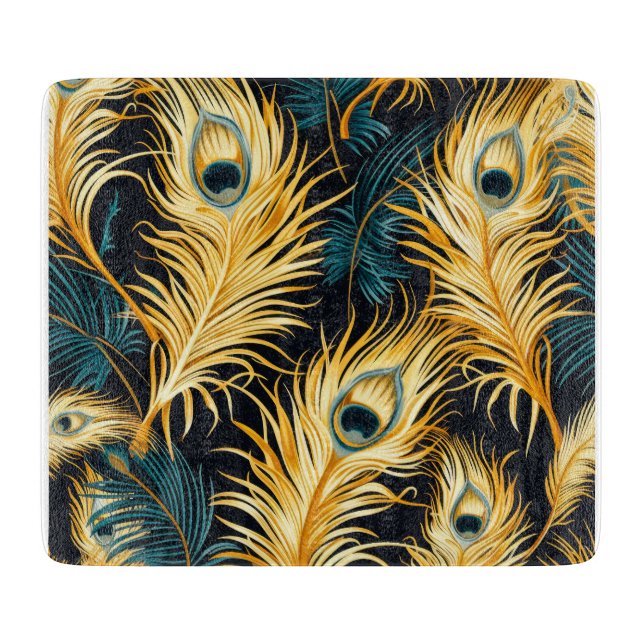 Art Deco Feather Pattern Cutting Board (Front)