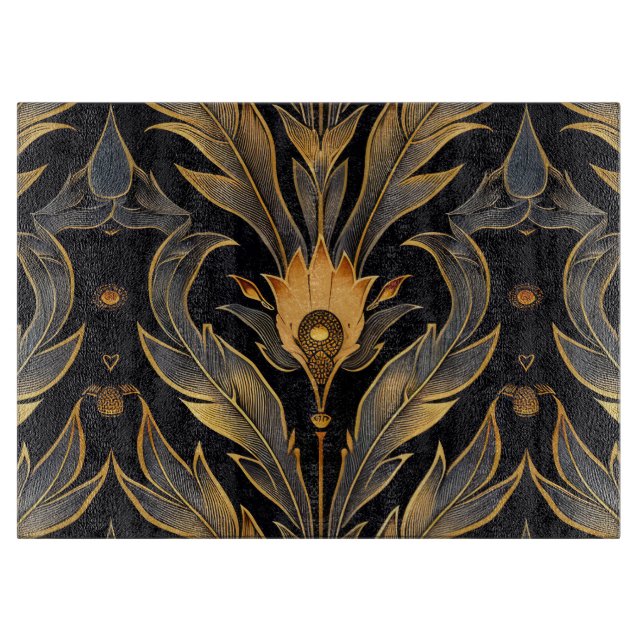 Art Deco Feather Pattern Cutting Board (Front)