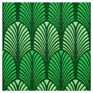 Art Deco Feather Pattern, Emerald Green Fabric