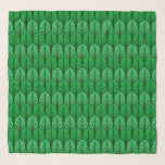 Art Deco Feather Pattern, Emerald Green Scarf<br><div class="desc">Square scarf in a vintage Art Deco wallpaper pattern based on a stylised feather - shades of mint and light emerald green,  on a dark emerald green background</div>