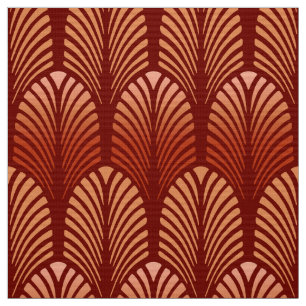Art Deco Feather Pattern, Mandarin Orange Fabric
